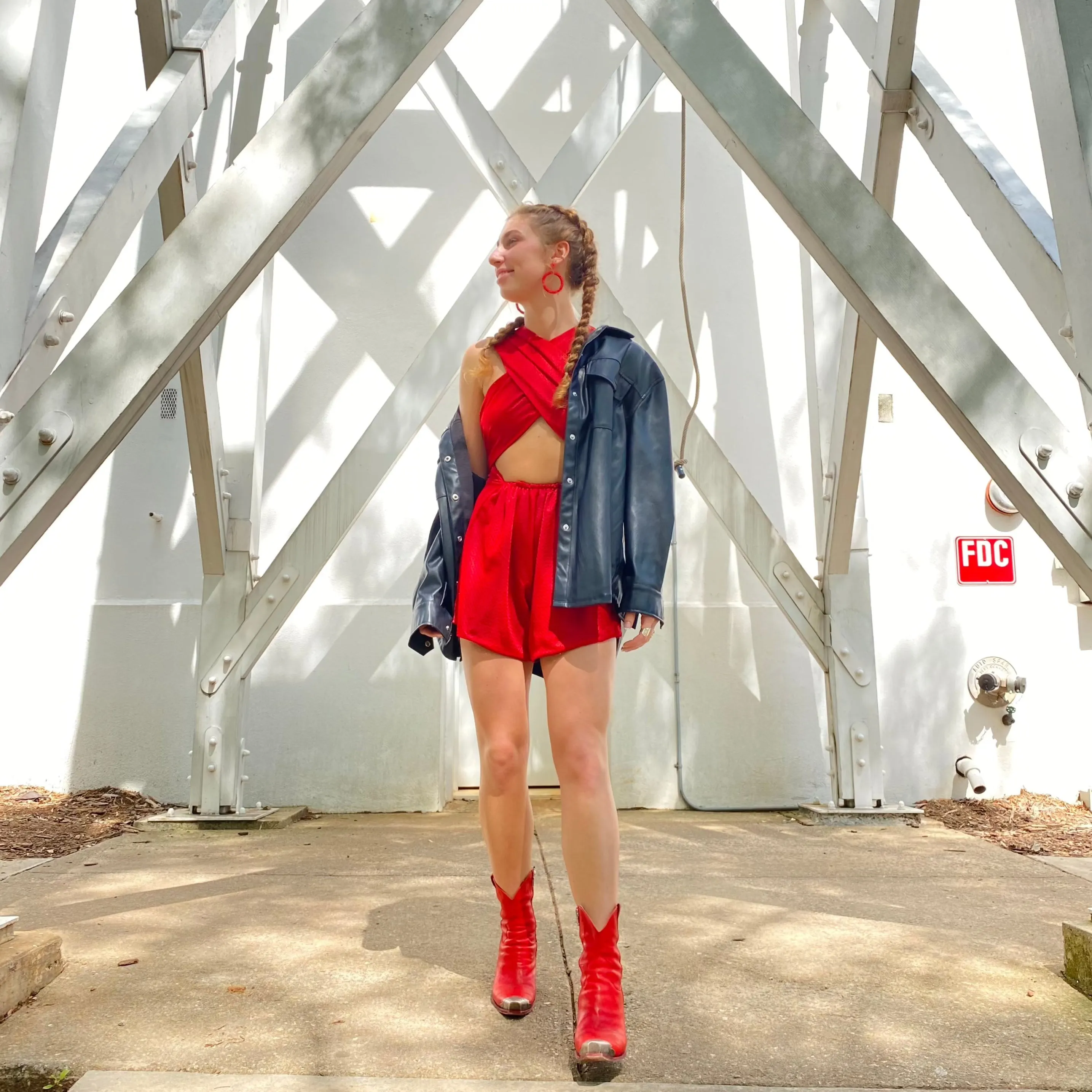 Red & Black Reversible Romper