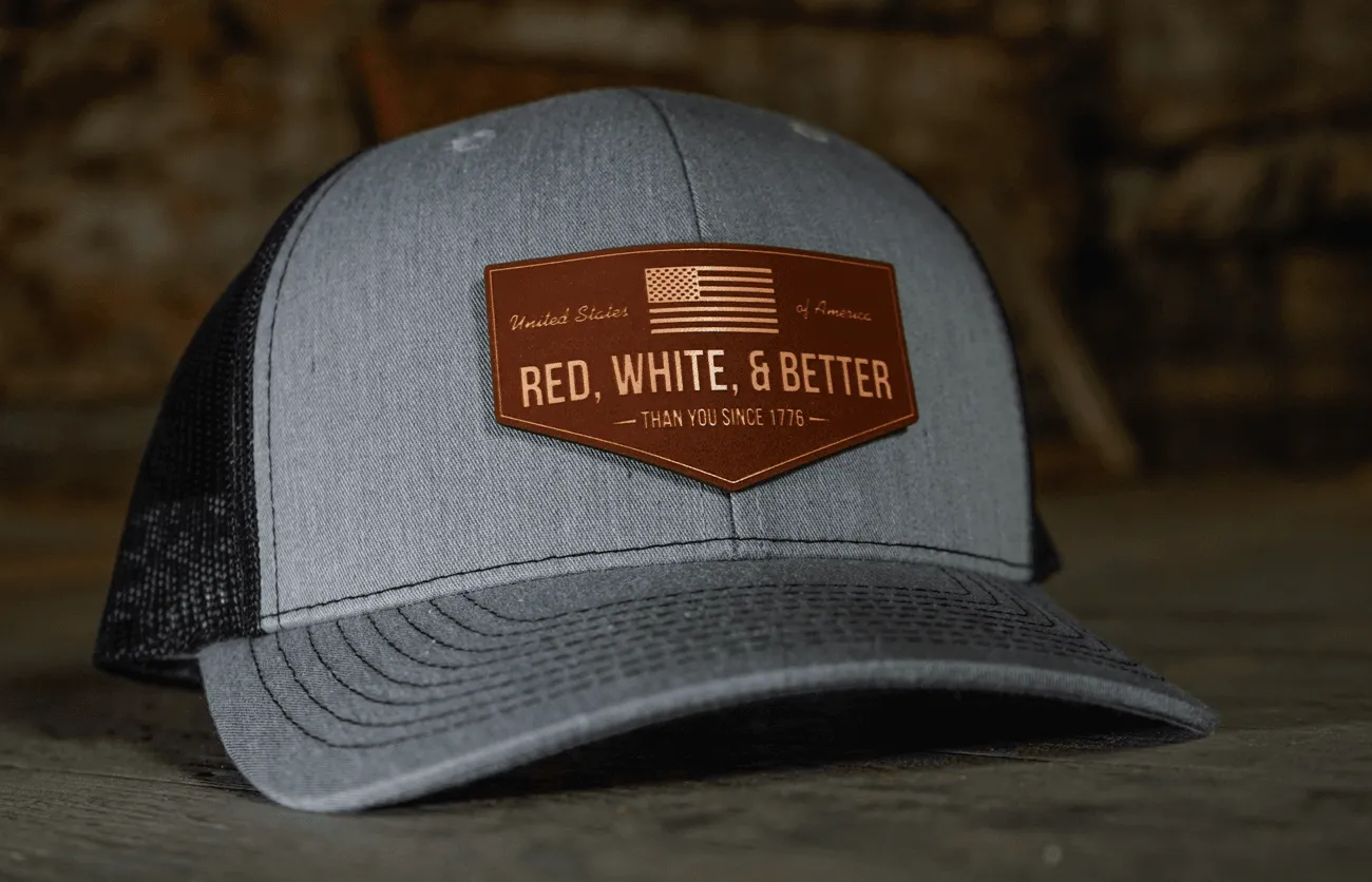 Red, White, and Better Than You Leather Patch Hat