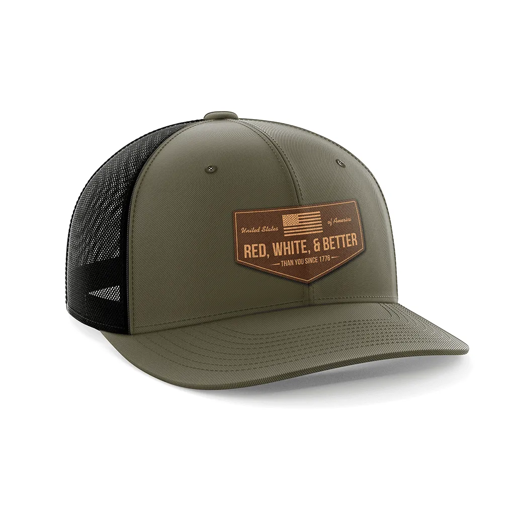 Red, White, and Better Than You Leather Patch Hat