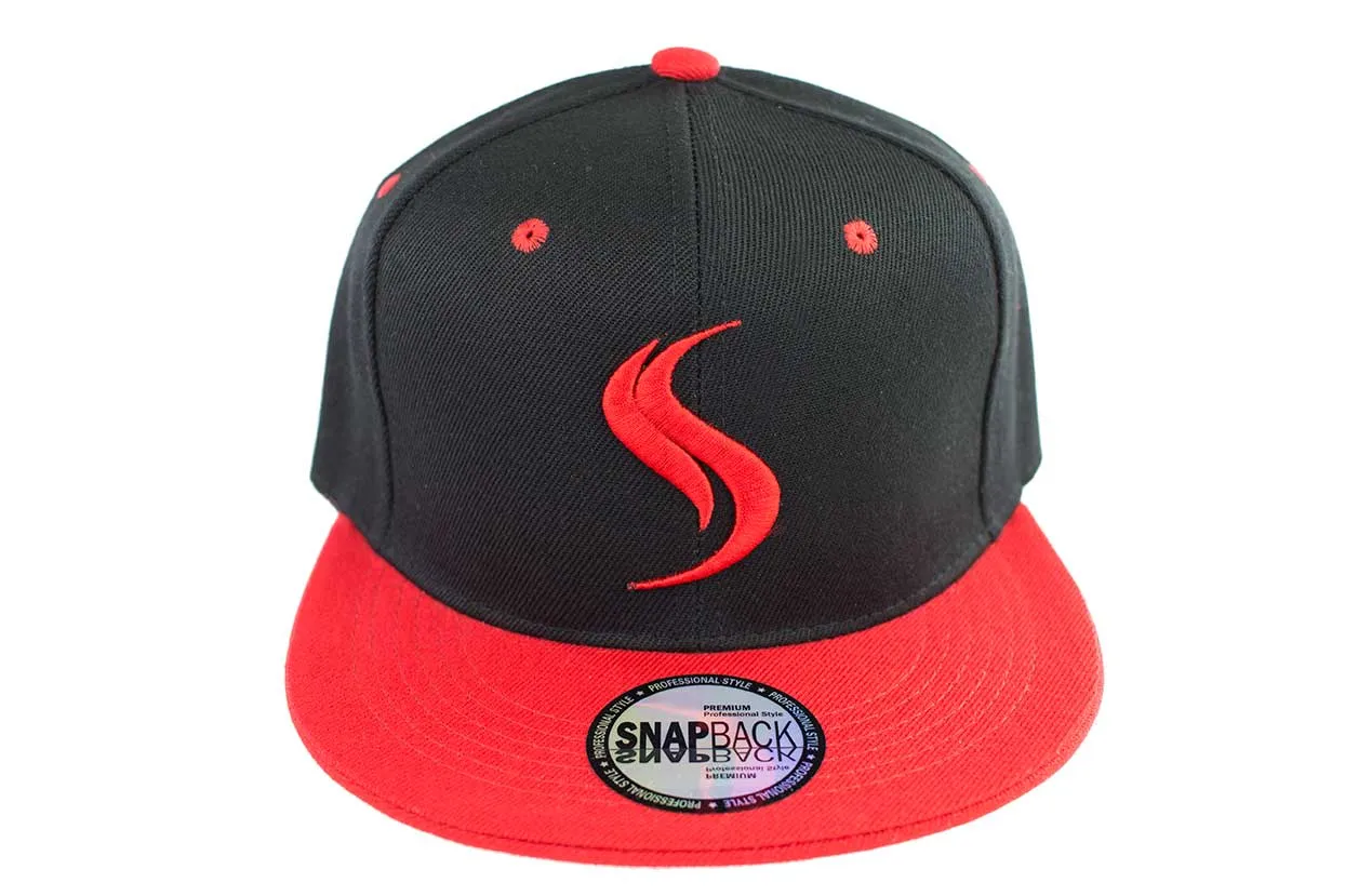 Shatterizer Black Hat with Red Accents, Solid Red Bill