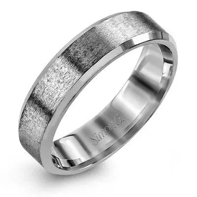 Simon G. White & Rose Gold Satin Finish Wedding Band