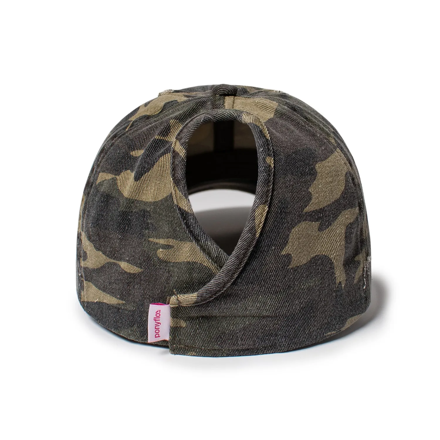 Stephanie Distressed Camo Ponyflo® Cap