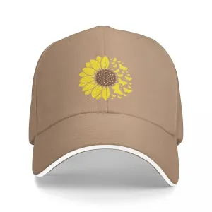 Sunflower & Butterflies Baseball Hat - Casual Hip-Hop Style
