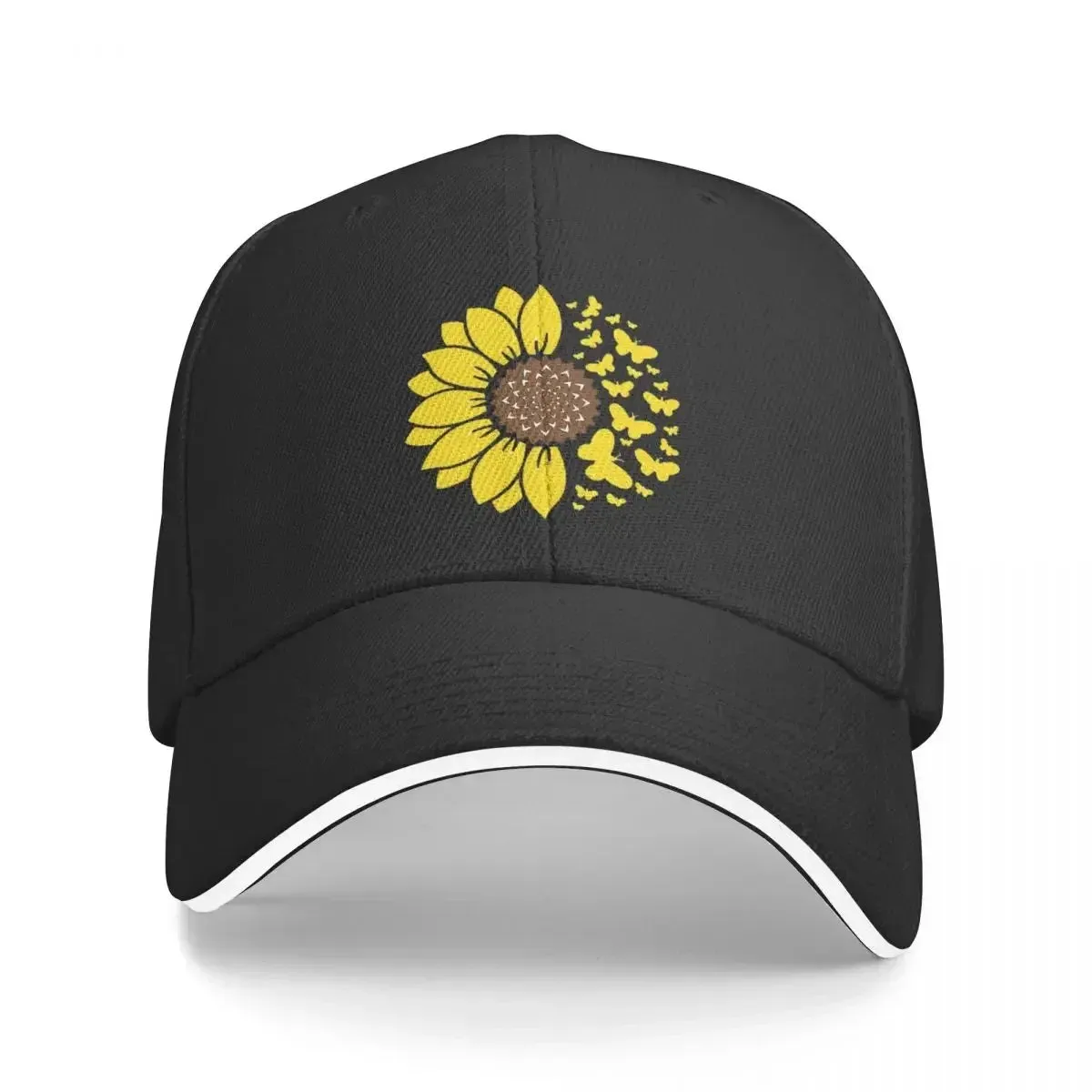 Sunflower & Butterflies Baseball Hat - Casual Hip-Hop Style