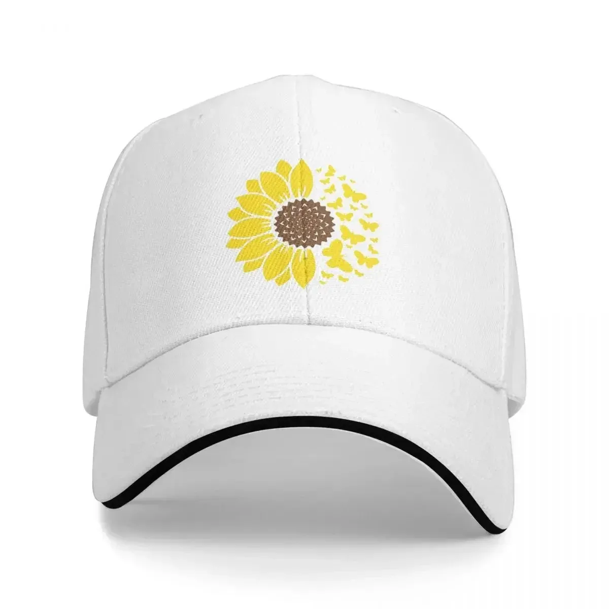 Sunflower & Butterflies Baseball Hat - Casual Hip-Hop Style