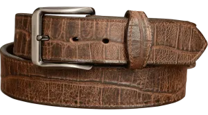 The Chomper: Men's Brown Stitched Alligator Design Leather Belt 1.50"