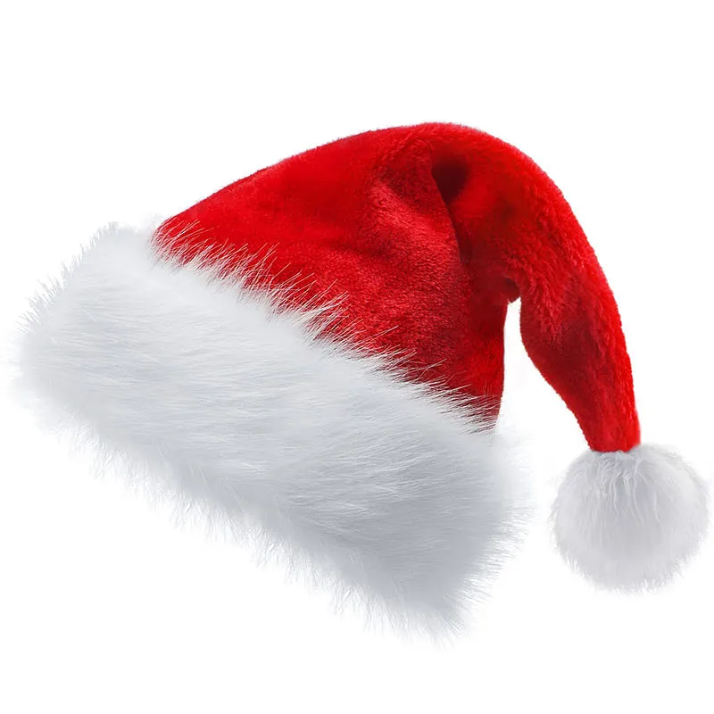 Thicken Fur Christmas Hat for Adults and Kids