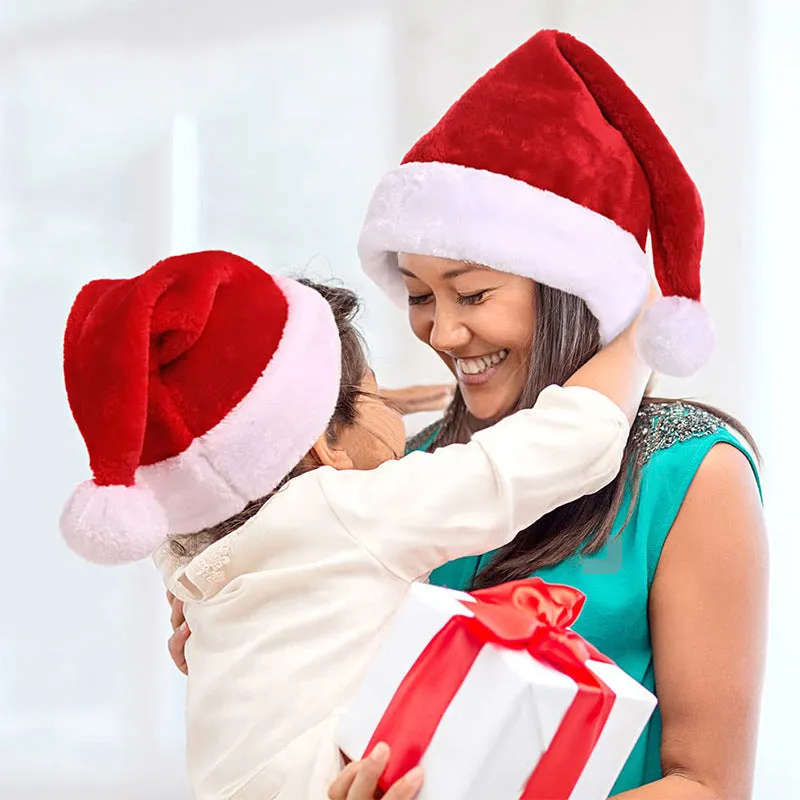 Thicken Fur Christmas Hat for Adults and Kids