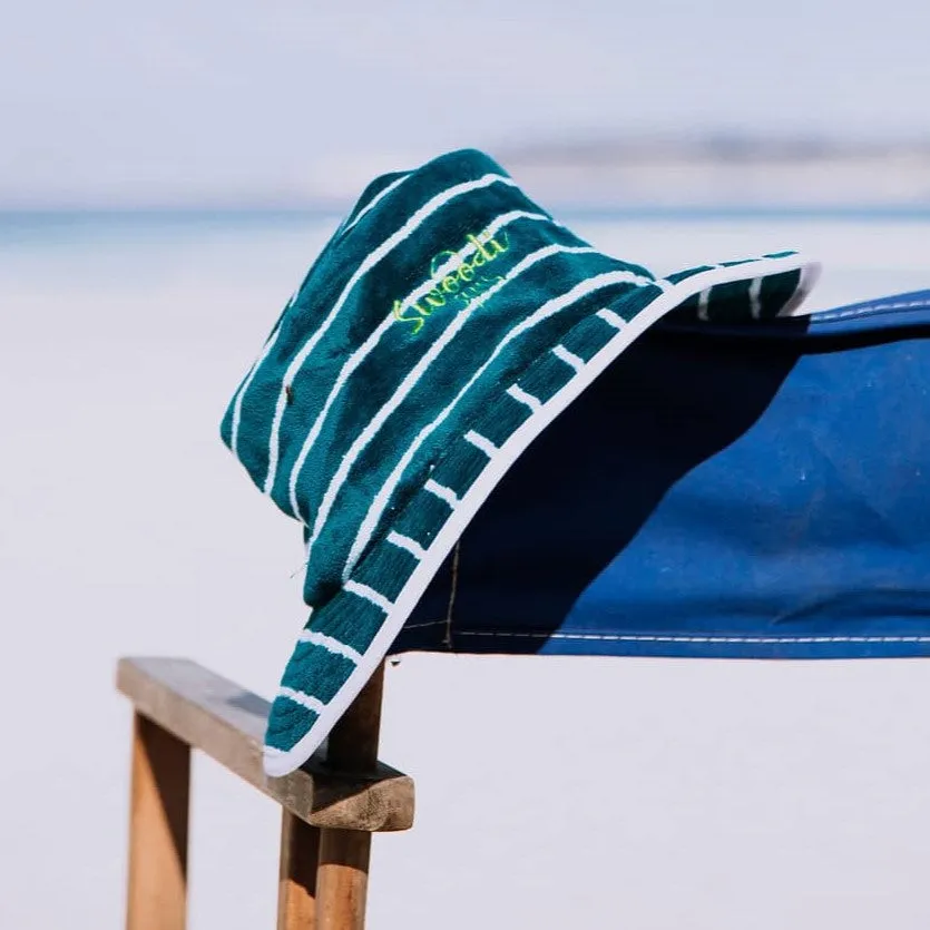 Toweling Bucket Hat Turquoise with Green