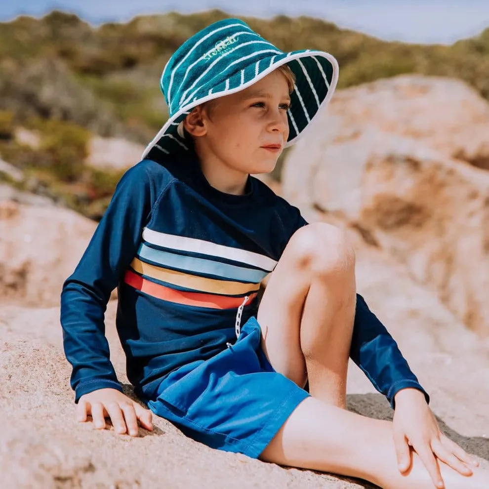 Toweling Bucket Hat Turquoise with Green