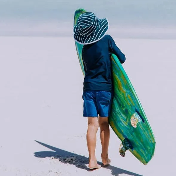 Toweling Bucket Hat Turquoise with Green