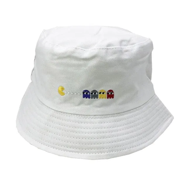 Unisex Embroidered Alien Foldable Bucket Hat Beach Sun Hat Street Headwear Fisherman Outdoor Cap Men and Woman Hat